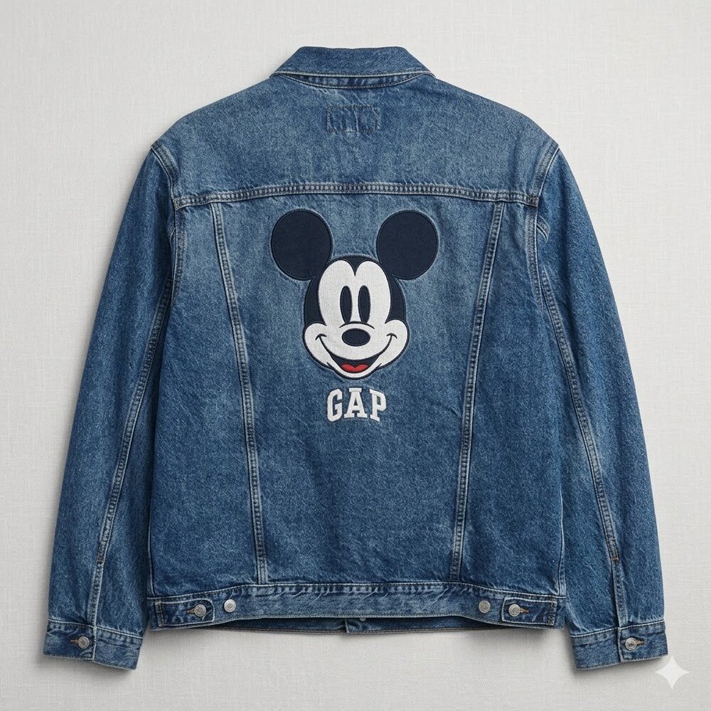 GAP Dark Blue Denim Jacket with Mickey Mouse- Mens XXL